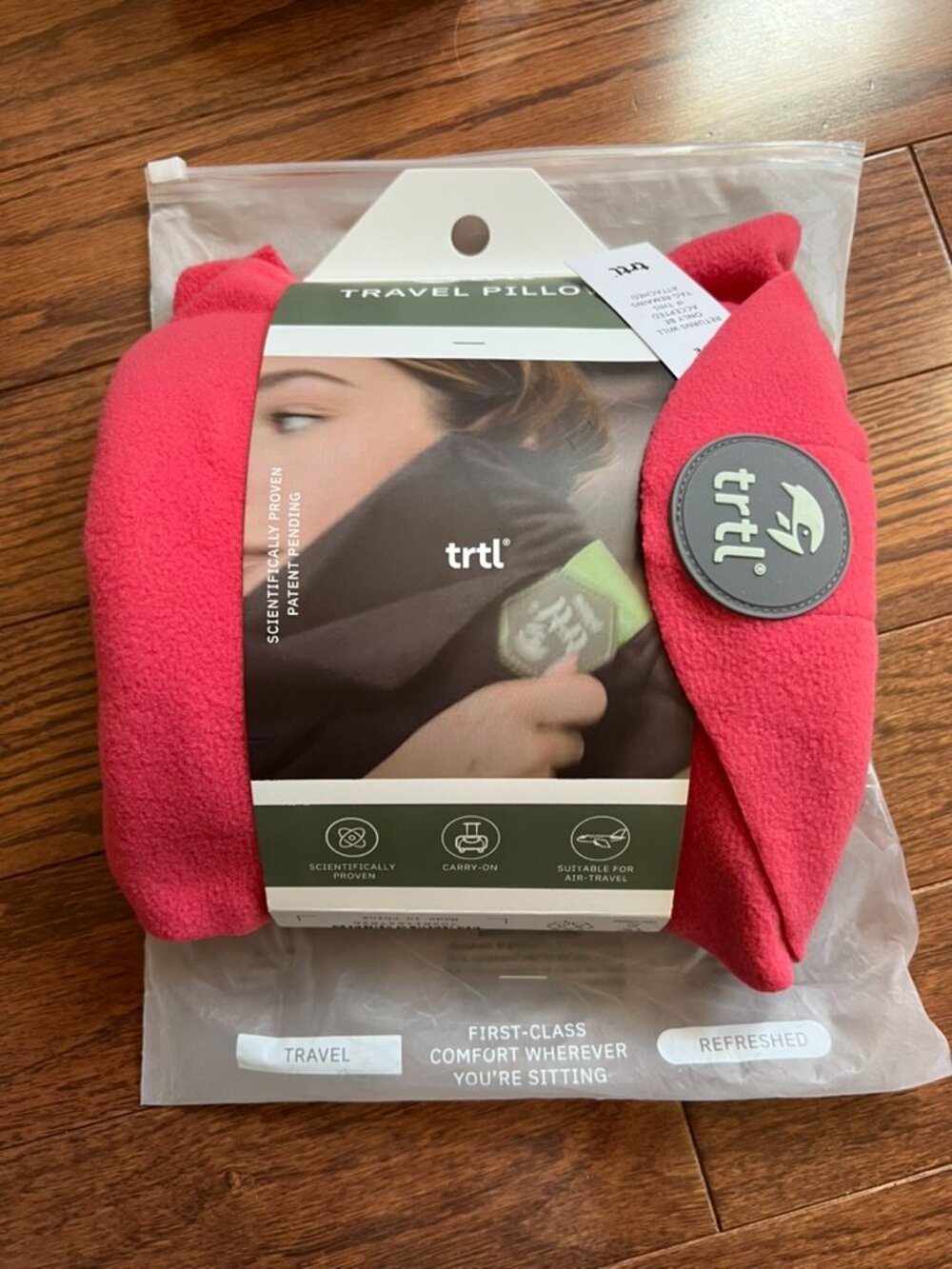 trtl Travel Pillow Neck Support (Coral) w/Travel Bag & Tags Original Package NWT